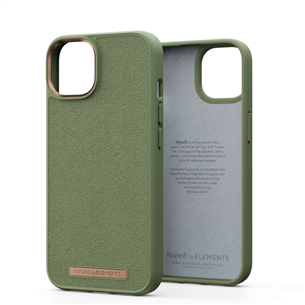 Dėklas Njord byElements Suede Comfort+ iPhone 14, Olive