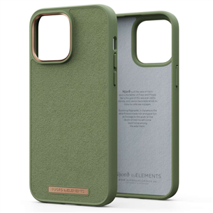 Dėklas Njord byElements Suede Comfort+ iPhone 14 Pro Max, Olive