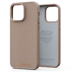 Dėklas Njord byElements Fabric Just iPhone 14 Pro Max, Pink sand