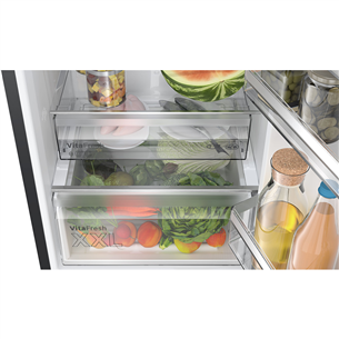 Bosch, NoFrost, 321 L, height 186 cm, black stainless steel - Refrigerator