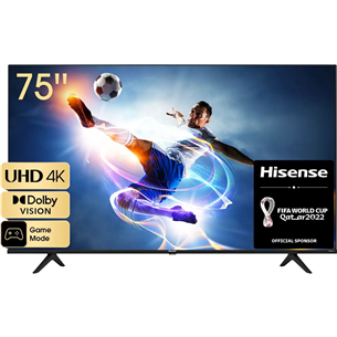 Hisense A6BG, LED LCD, UHD 4K, 75'', feet stand, black - TV