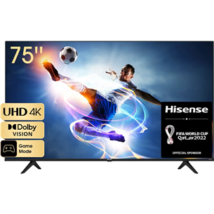 Hisense A6BG, LED LCD, UHD 4K, 75'', боковые ножки, черный - Телевизор