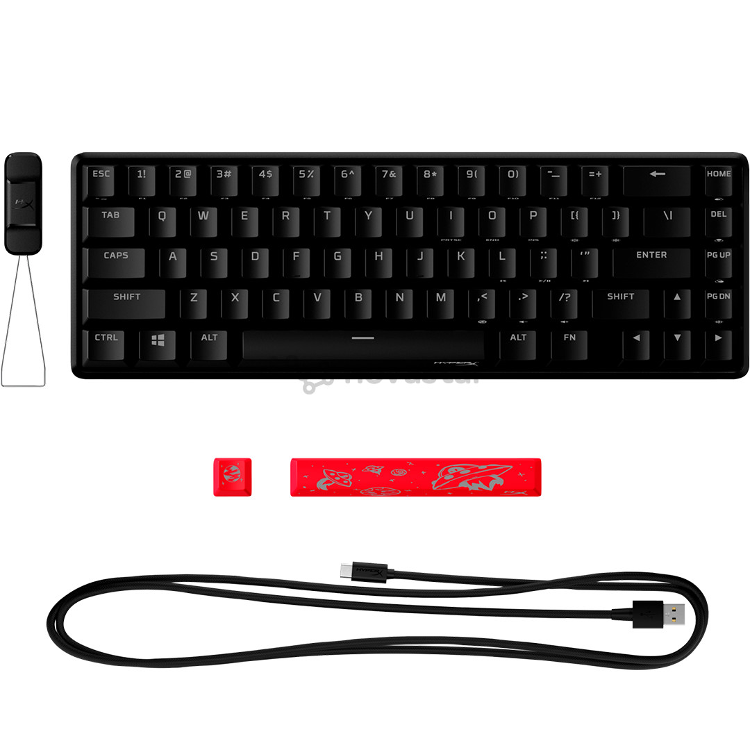 HyperX Alloy Origins 65, HyperX Red, Linear, US, juoda - Klaviatūra