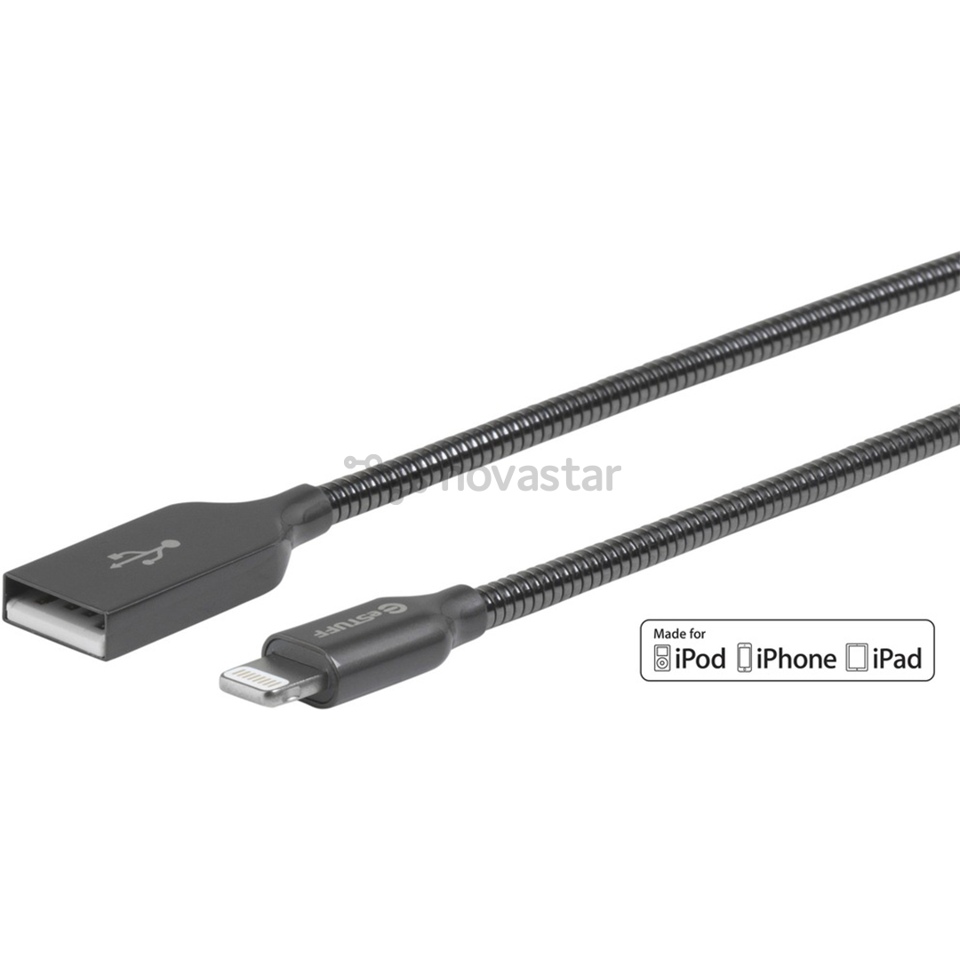 Laidas eStuff Gunmetal USB / Lightning, 1,5m , pilkas