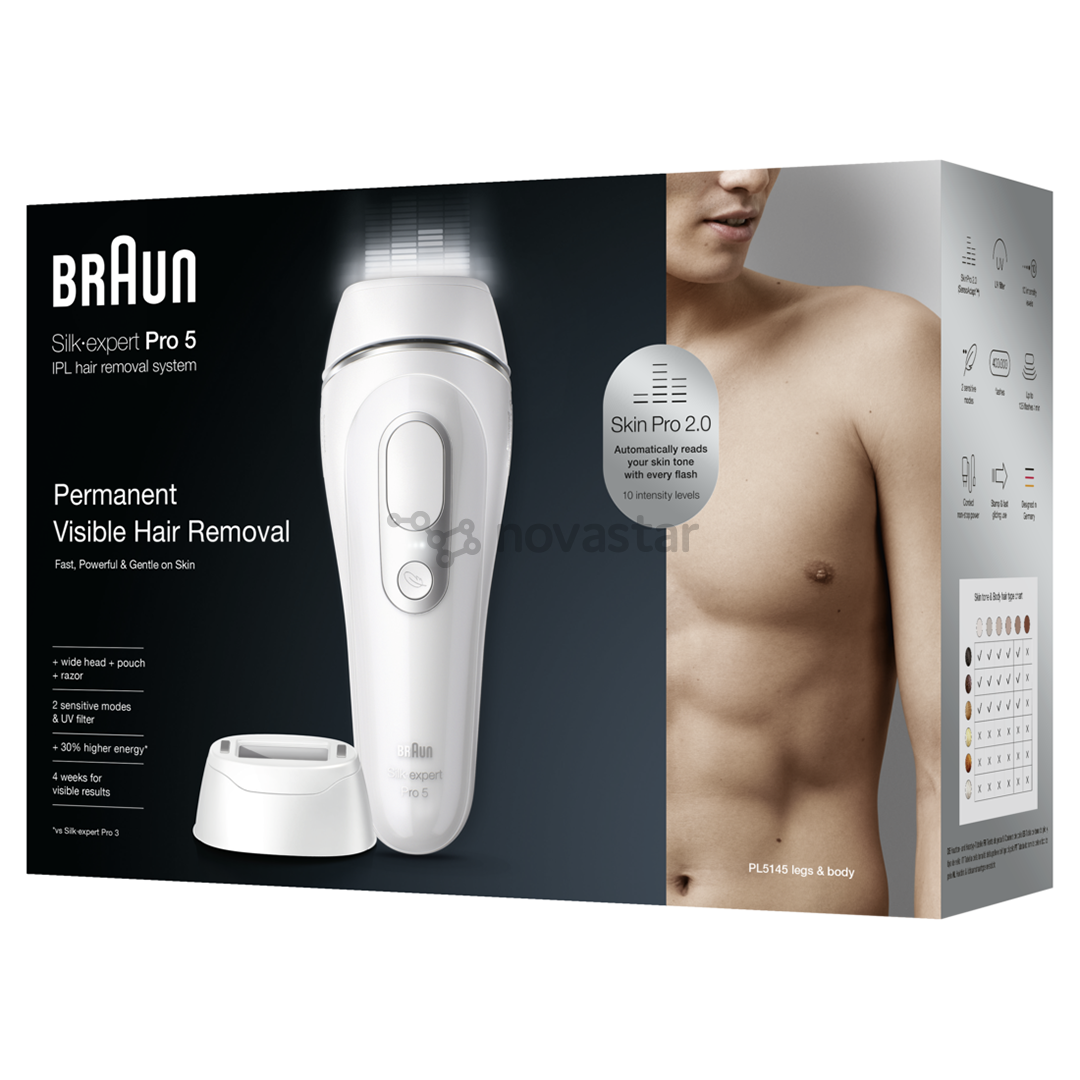 Braun Silk-expert Pro 5, white - IPL Hair removal device for men