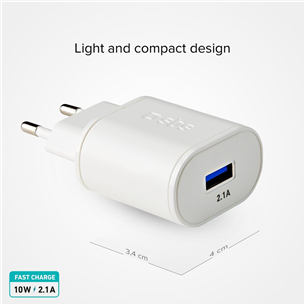 Įkroviklio adapteris SBS Travel Charger, USB-A, 10 W, white