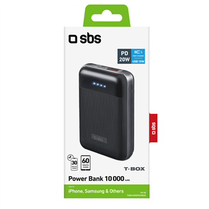 Išorinė baterija SBS Power Delivery 20W, 10 000 mAh, black