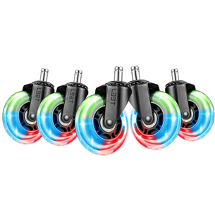 EL33T Rubber Casters, 3", RGB, 5 шт., черный - Колесики для игрового стула