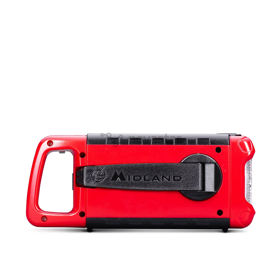 Radijas Midland ER200, SOS emergency, powerbank, solar, red/black