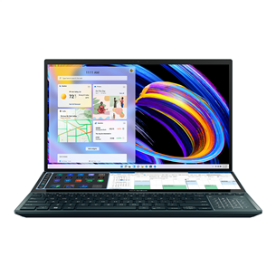 Nešiojamas kompiuteris ASUS Zenbook Pro Duo 15 OLED, Intel Core i7-12700H/GeForce® RTX 3060/1TB SSD/32 GB RAM/W11P/ENG UX582ZM-H2030X