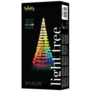 Twinkly Light Tree 3D, 300 LED, IP44, 2 m, black - Smart Christmas Tree