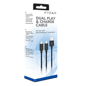 Laidas Kyzar Dual Play & Charge cable, PS5, 3m, black - USB-C dual 5031300055549