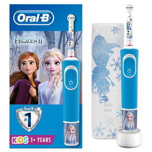 Braun Oral-B Frozen II, голубой - Электрическая зубная щетка + дорожный футляр