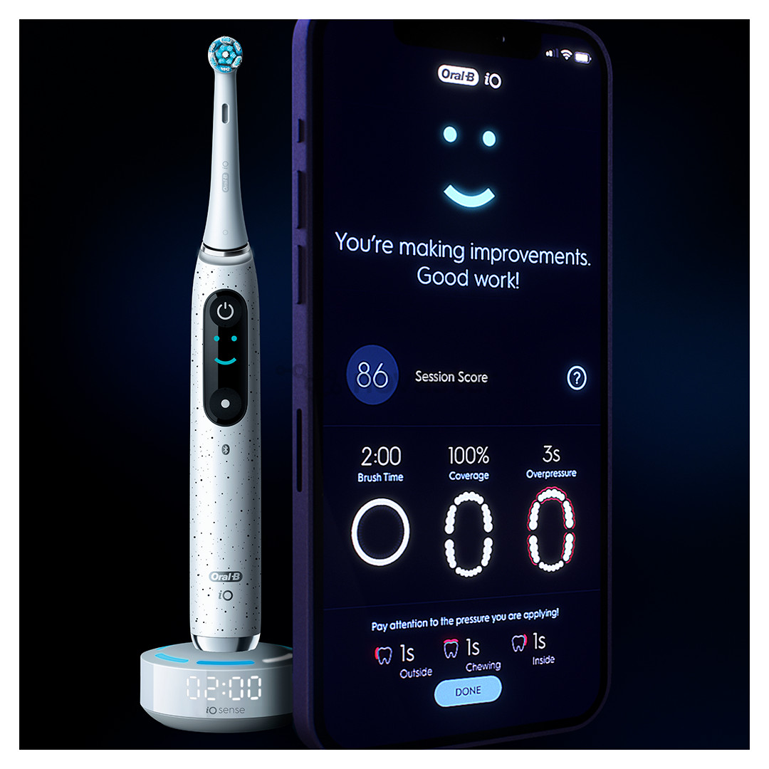 Braun Oral-B iO 10, baltas - Elektrinis dantų šepetėlis
