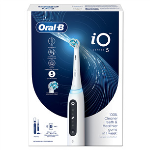 Braun Oral-B iO5, baltas - Elektrinis dantų šepetėlis