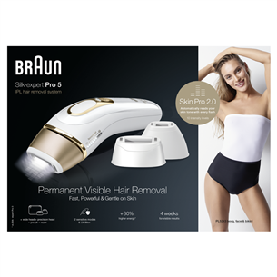 Braun Silk-expert Pro 5 IPL, white/gold - IPL hair removal device