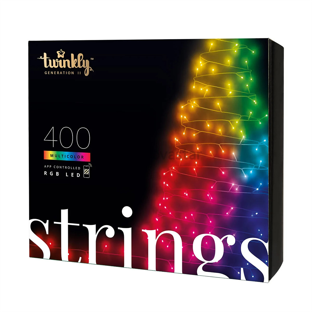 Twinkly Strings, 400 LED, IP44, 32 m, black - Smart Christmas Lights
