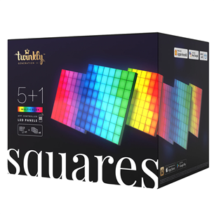 Išmaniosios šviesos sieninės plokštės Twinkly Squares, 6 panels, IP20, starter kit