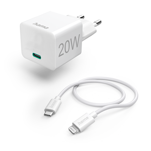 Hama Wall charger and Lightning cable, 20 W, white - Charger with cable