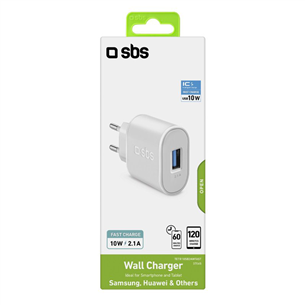 Įkroviklio adapteris SBS Travel Charger, USB-A, 10 W, white