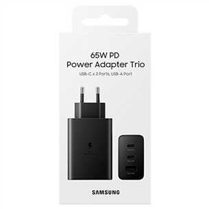 Įkroviklis Samsung Trio, USB-C, USB-A, 65 W, black