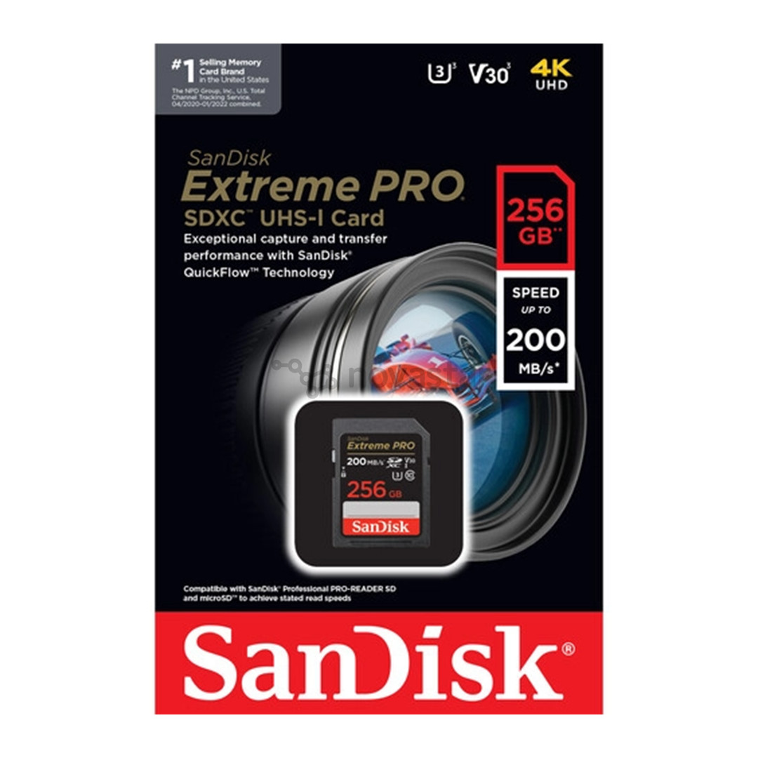 Atminties kortelė SanDisk Extreme Pro UHS-I, SDXC, 256 GB, black