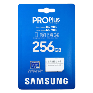 Atminties kortelė Samsung Micro SDXC PRO Plus 2021 + SD adapteris (256 GB)