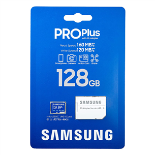 Atminties kortelė Samsung PRO Plus 2021 Micro SDXC + SD adapteris (128 GB)
