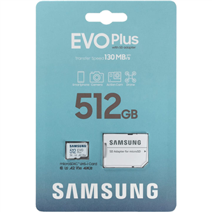 Карта памяти Micro SDXC + SD-адаптер Samsung EVO Plus 2021 (512 ГБ)