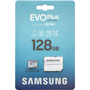 Atminties kortelė Samsung Micro SDXC EVO Plus 2021 + SD adapteris (128GB)