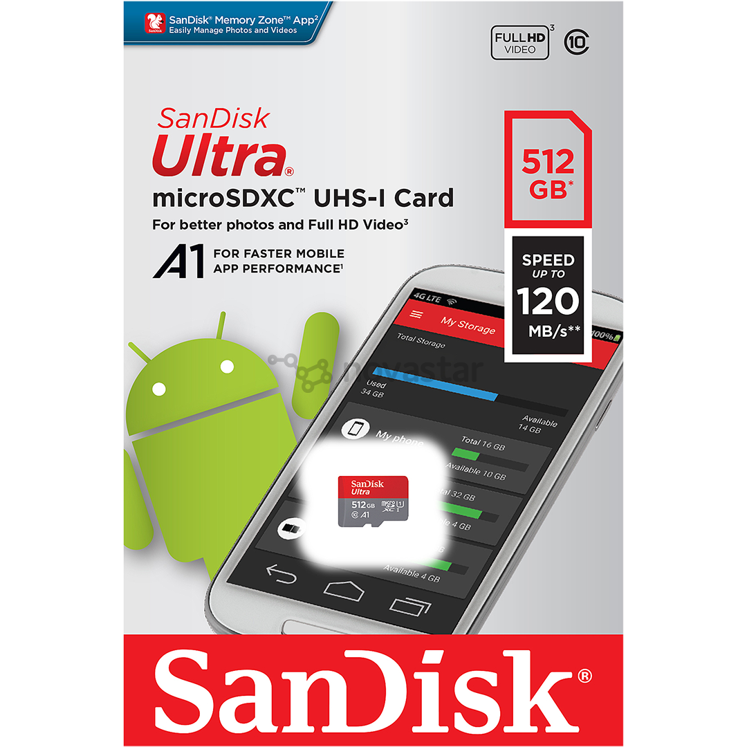 Atminties kortelė Sandisk MicroSDXC 512GB + SD adapteris