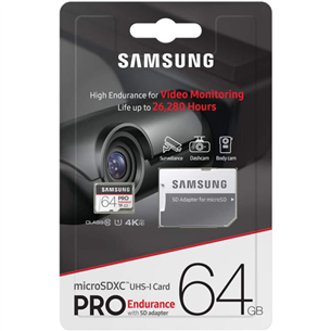 Atminties kortelė Samsung Endurance PRO Micro SDHC 64GB + SD adapteris