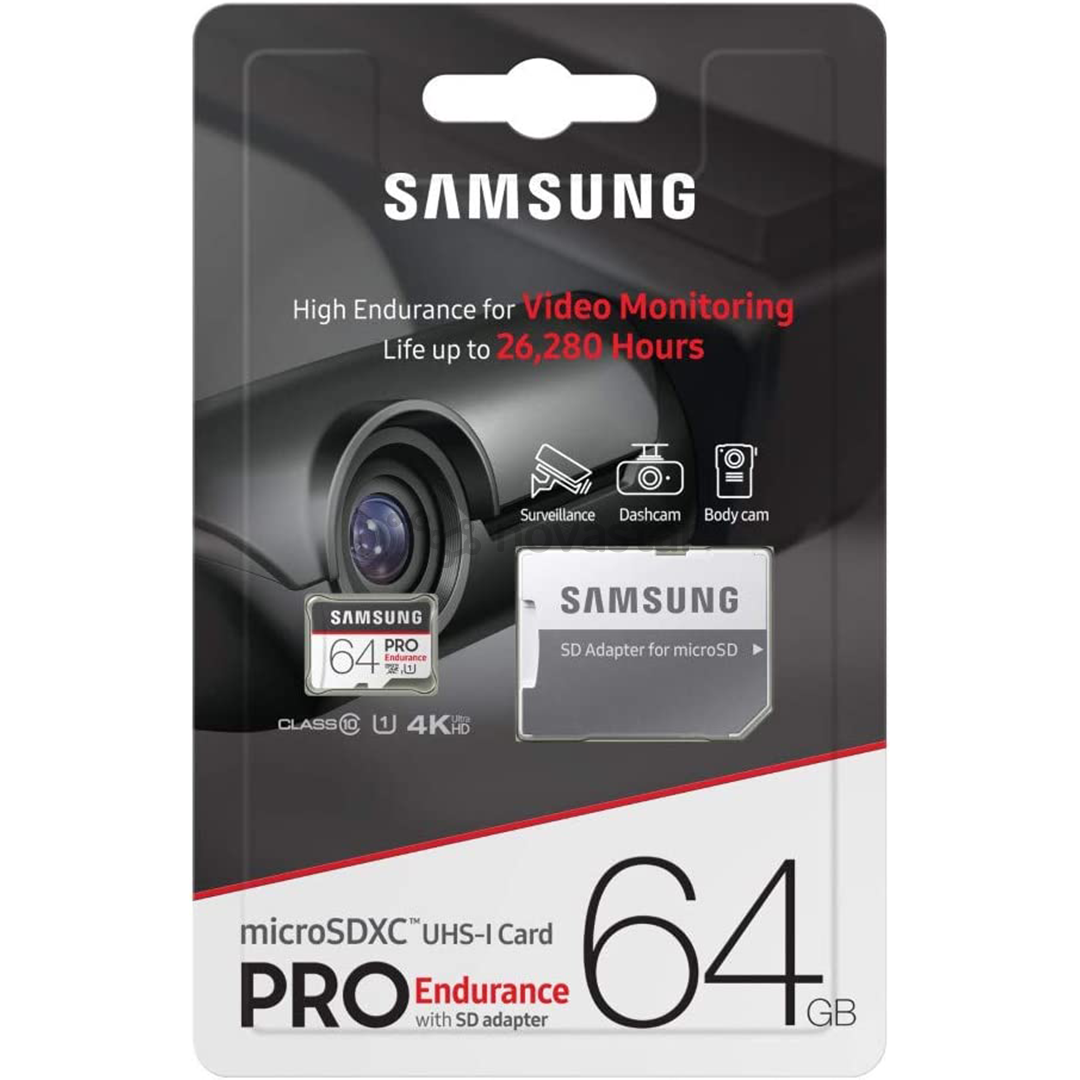 Atminties kortelė Samsung Endurance PRO Micro SDHC 64GB + SD adapteris