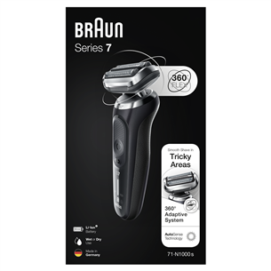 Barzdaskutė Braun, series 7, Wet & Dry, juoda