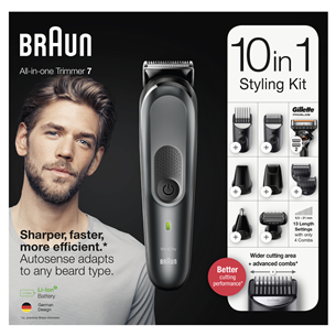 Braun, 10-in-one, black - Multi grooming kit