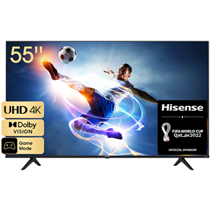 Hisense A6BG, LED LCD, UHD 4K, 55'', боковые ножки, черный - Телевизор
