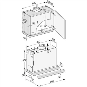 Gartraukis Miele DAS2620EDST, ištraukimo galia  555 m³/h, plotis 59.6 cm