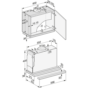 Gartraukis Miele DAS2620EDST, ištraukimo galia  555 m³/h, plotis 59.6 cm