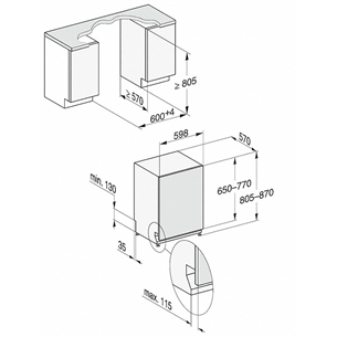 Miele, Knock2open, 14 place settings - Built-in Dishwasher