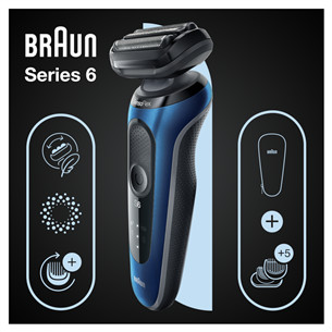 Braun Series 6 AutoSense Wet & Dry, juoda/mėlyna - Barzdaskutė