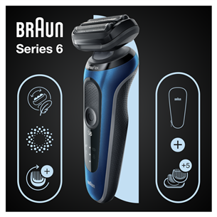 Braun Series 6 AutoSense Wet & Dry, черный/синий - Бритва