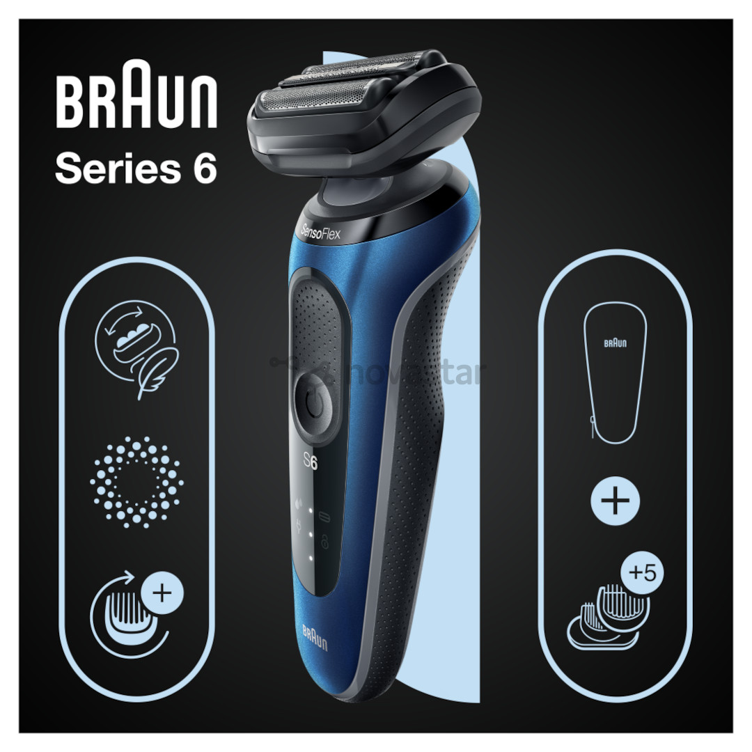 Braun Series 6 AutoSense Wet & Dry, juoda/mėlyna - Barzdaskutė