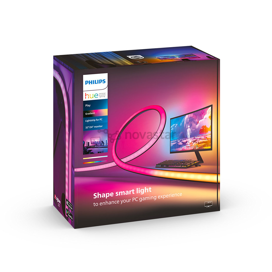 LED juosta Philips Hue Play Gradient PC Lightstrip, 32''-34'', black/white
