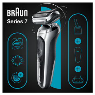 Barzdaskutė Braun Series 7 360° Flex, AutoSense, Wet & Dry, black/silver