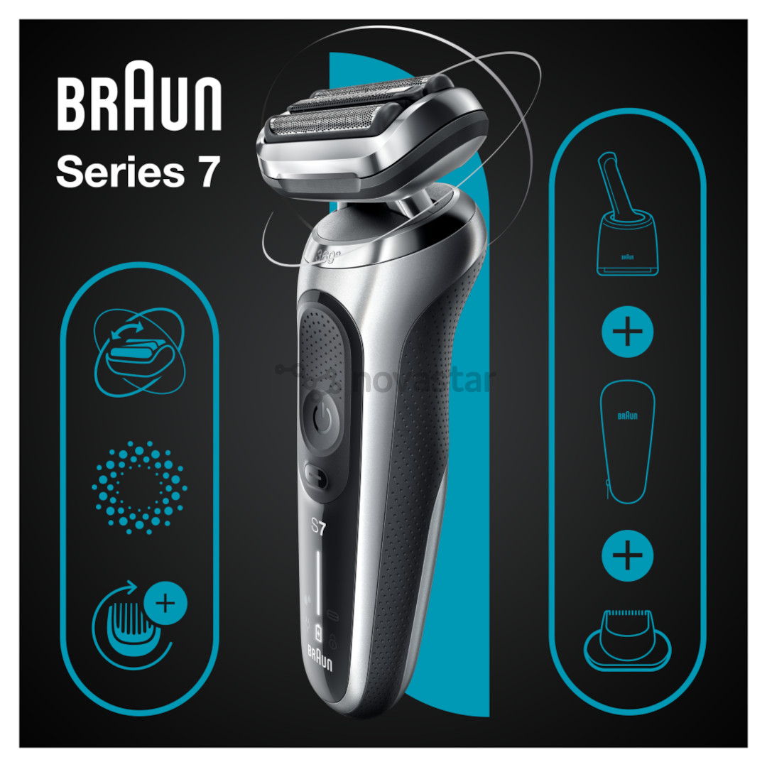 Braun Series 7 360° Flex, AutoSense, Wet & Dry, черный/серебристый - Бритва