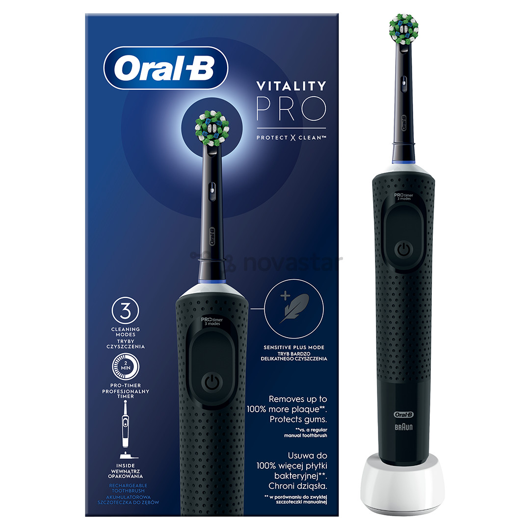 Braun Oral-B Vitality Pro, juodas - Elektrinis dantų šepetėlis