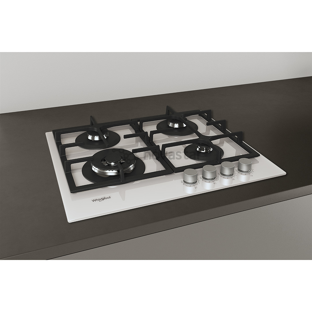 Whirlpool, двойная зона, ширина 59 см, белый - Интегрируемая газовая варочная панель