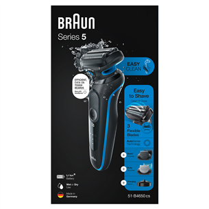 Barzdaskutė Braun Series 5 AutoSense Wet & Dry, black/blue