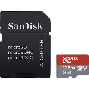 Atminties kortelė SanDisk SD Micro 128GB Ultra XC + SD adapteris (128 GB) SDSQUAB-128G-GN6MA