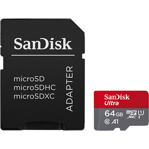 SanDisk Ultra microSD with SD Adapter, 64 ГБ - Карта памяти